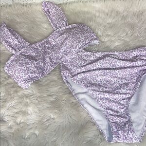 Purple Floral Print Bikini